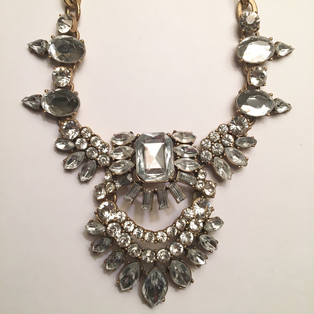 Gorgeous J.Crew Clear-Jewel Gold Necklace